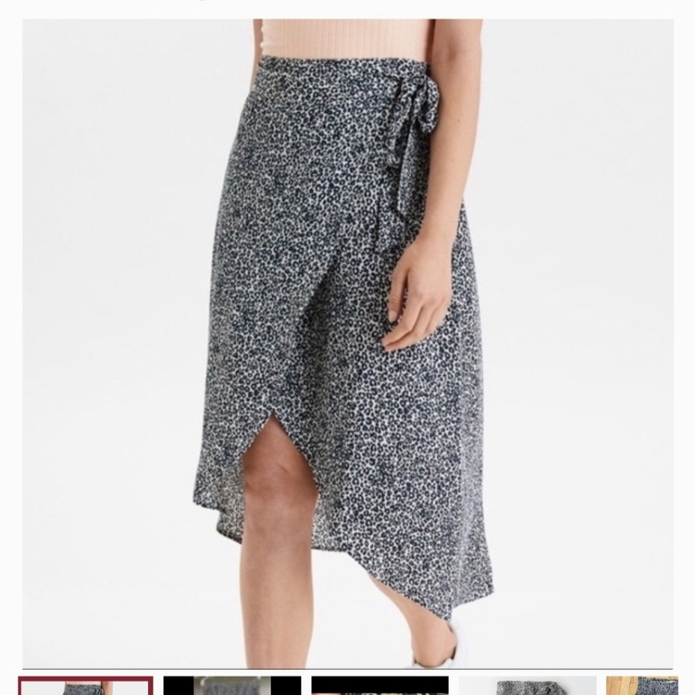 American eagle leopard print wrap midi skirt
